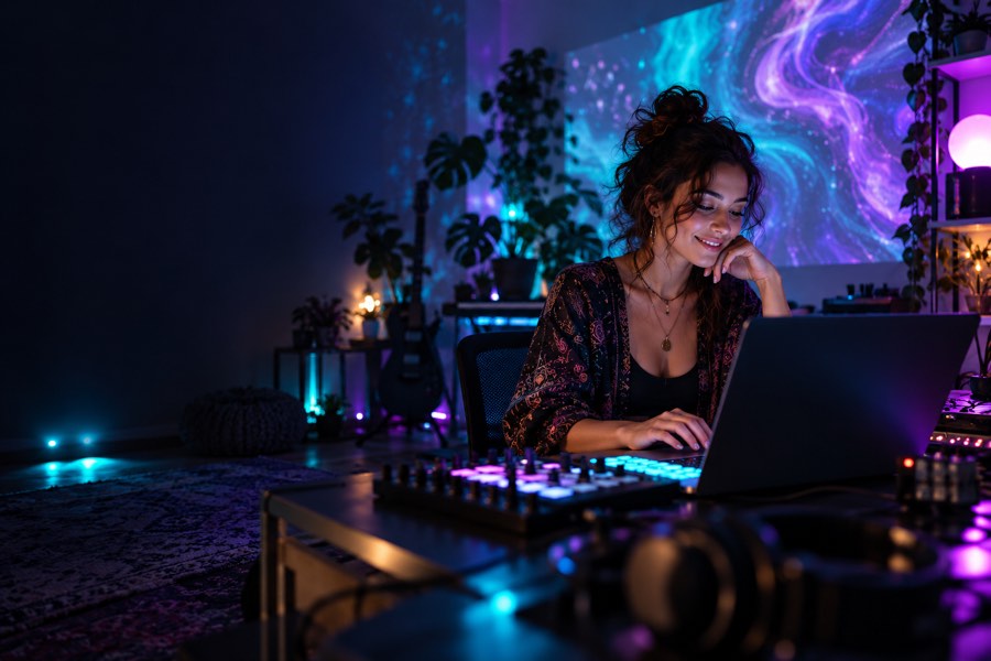 A person creating with music