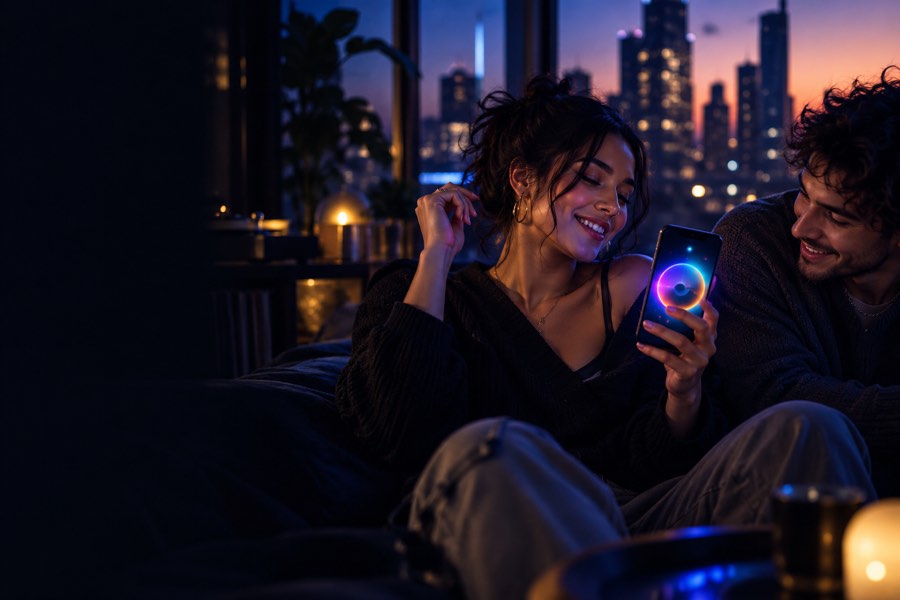 A person enjoying VIBESXS on a phone