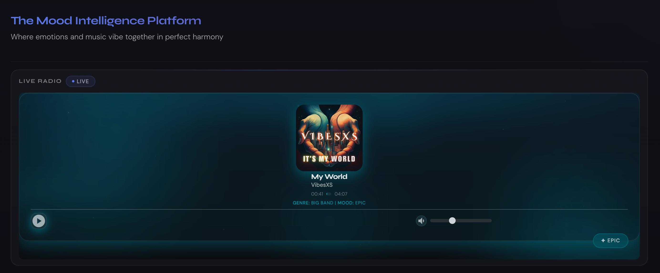 The VIBESXS Live Radio player