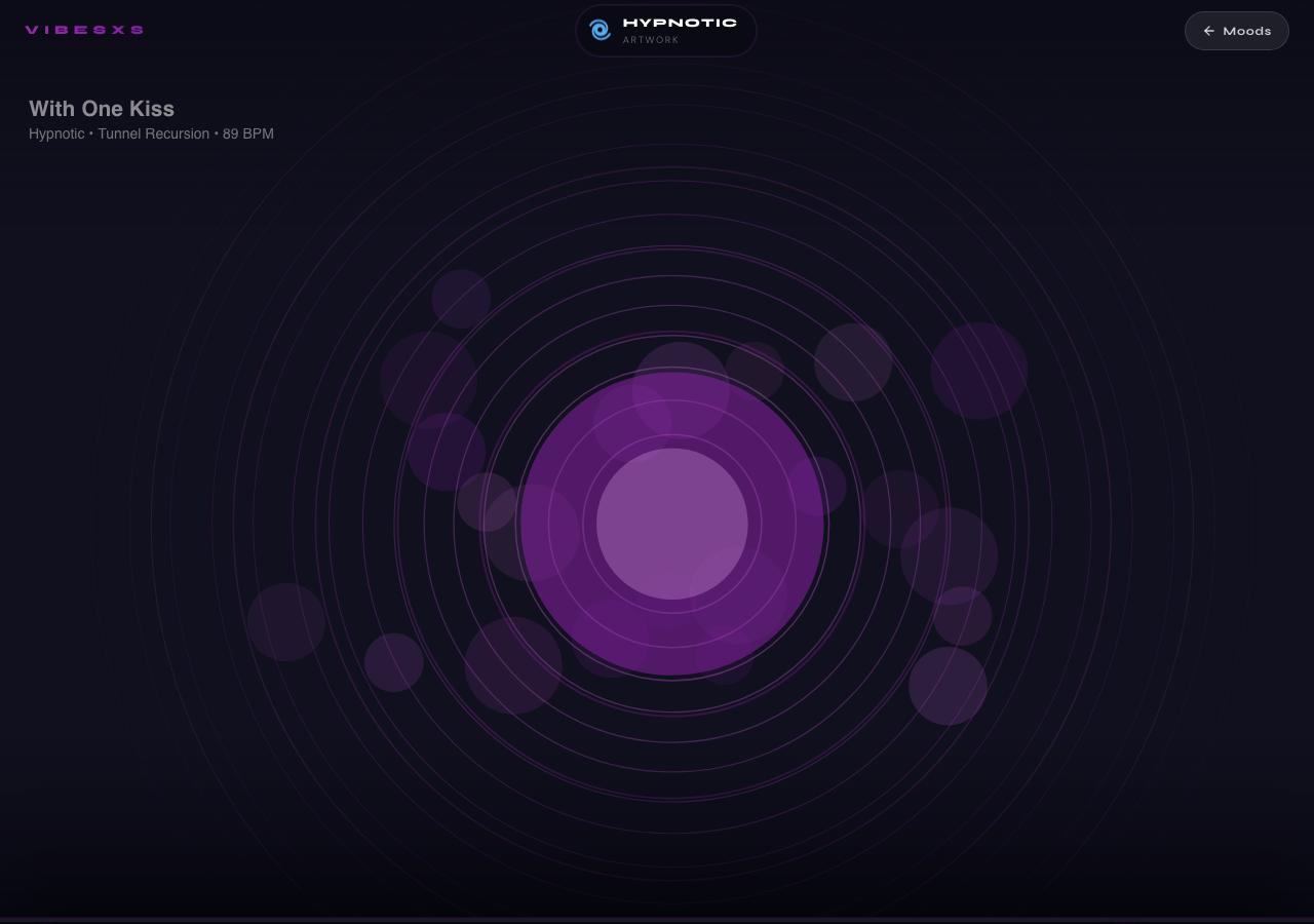 Mood Artwork's pulsing generative visuals, reacting to the track's energy