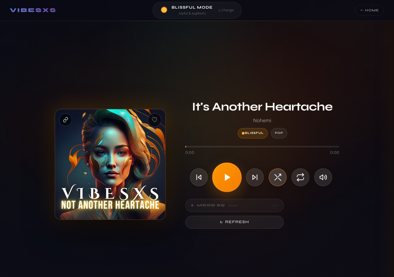 The Immersive Player, a focused single-mood listening view